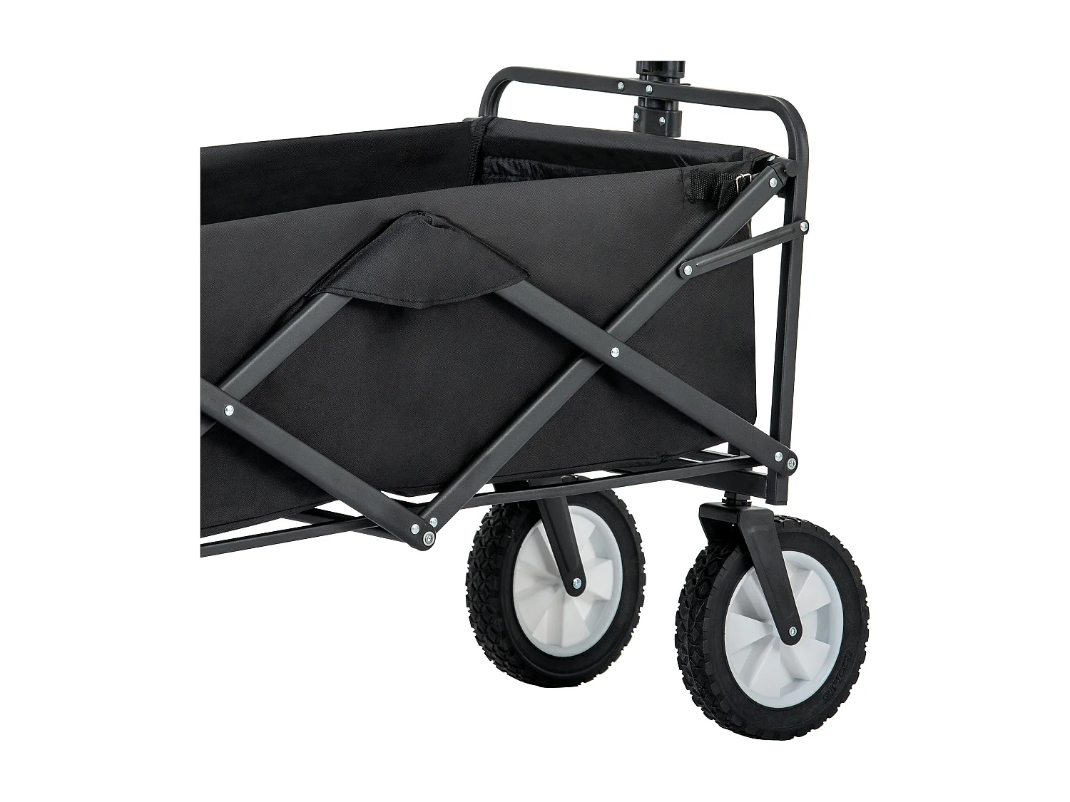 Chariot à main tout terrain pliable - poignées réglables - rotation de la roue avant à 360° - noir