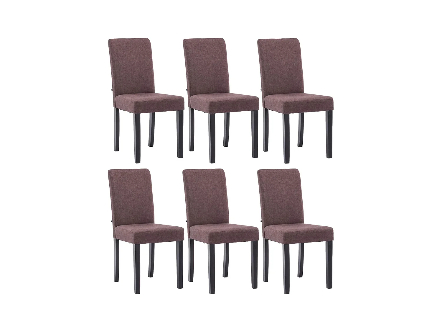 Lot de 6  chaise salle à manger - Tissu & Noir - Marron - Ina