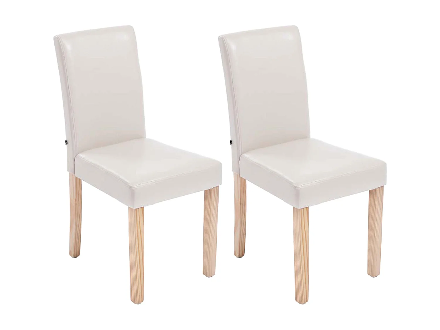 Lot de 2  chaise salle à manger - Similicuir & Nature - Crème - Ina