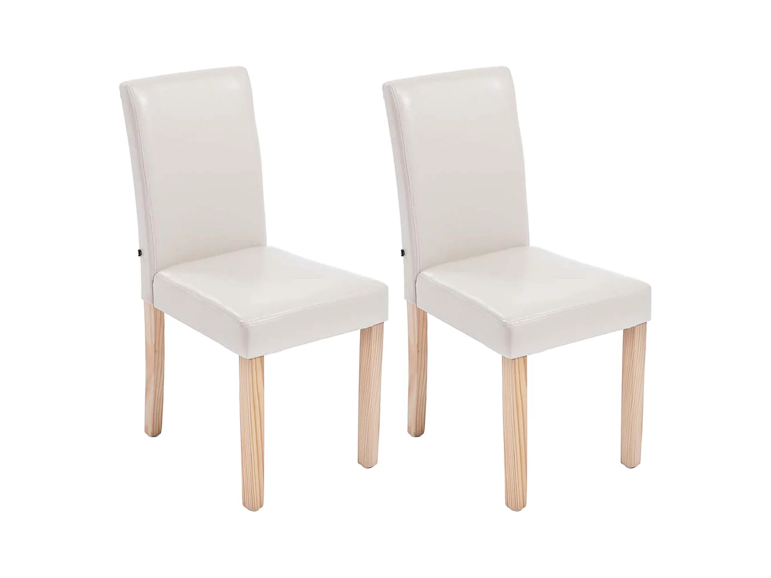Lot de 2  chaise salle à manger - Similicuir & Nature - Crème - Ina