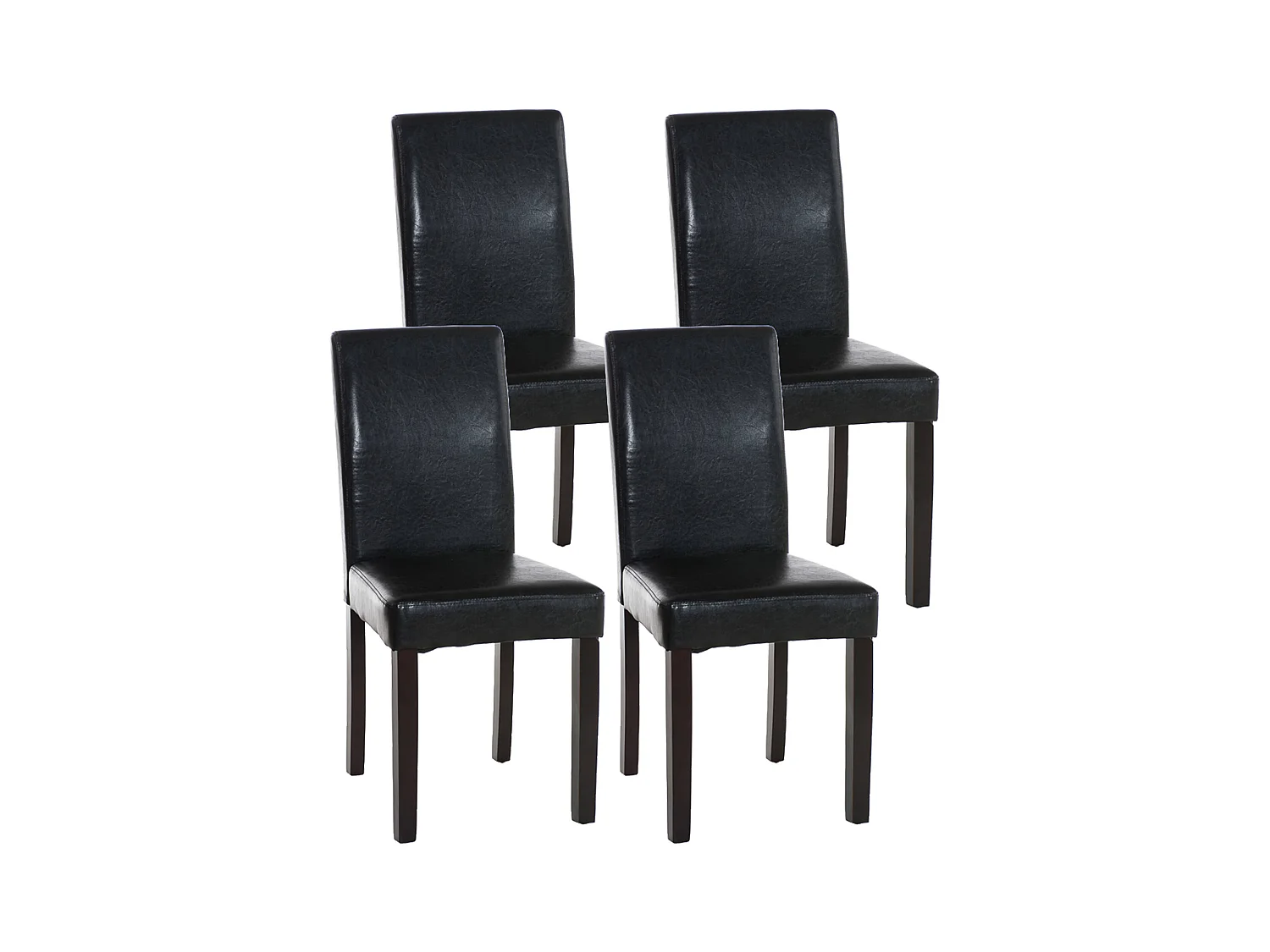 Lot de 4  chaise salle à manger - Similicuir & Marron foncé - Noir - Ina