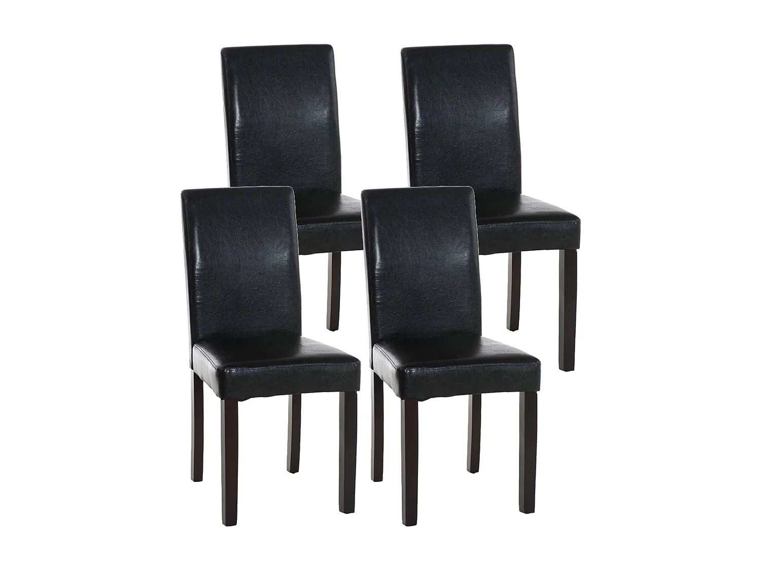 Lot de 4  chaise salle à manger - Similicuir & Marron foncé - Noir - Ina