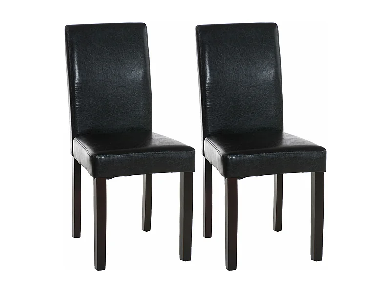 2er Set Esszimmerstuhl - Kunstleder & dunkelbraun - schwarz - Ina