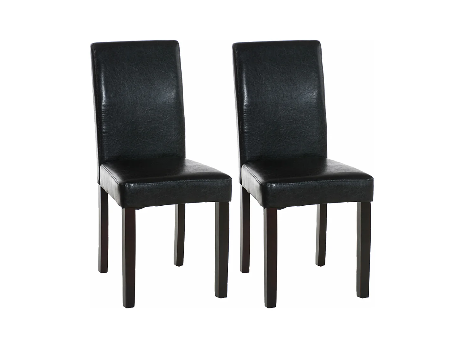 Lot de 2  chaise salle à manger - Similicuir & Marron foncé - Noir - Ina