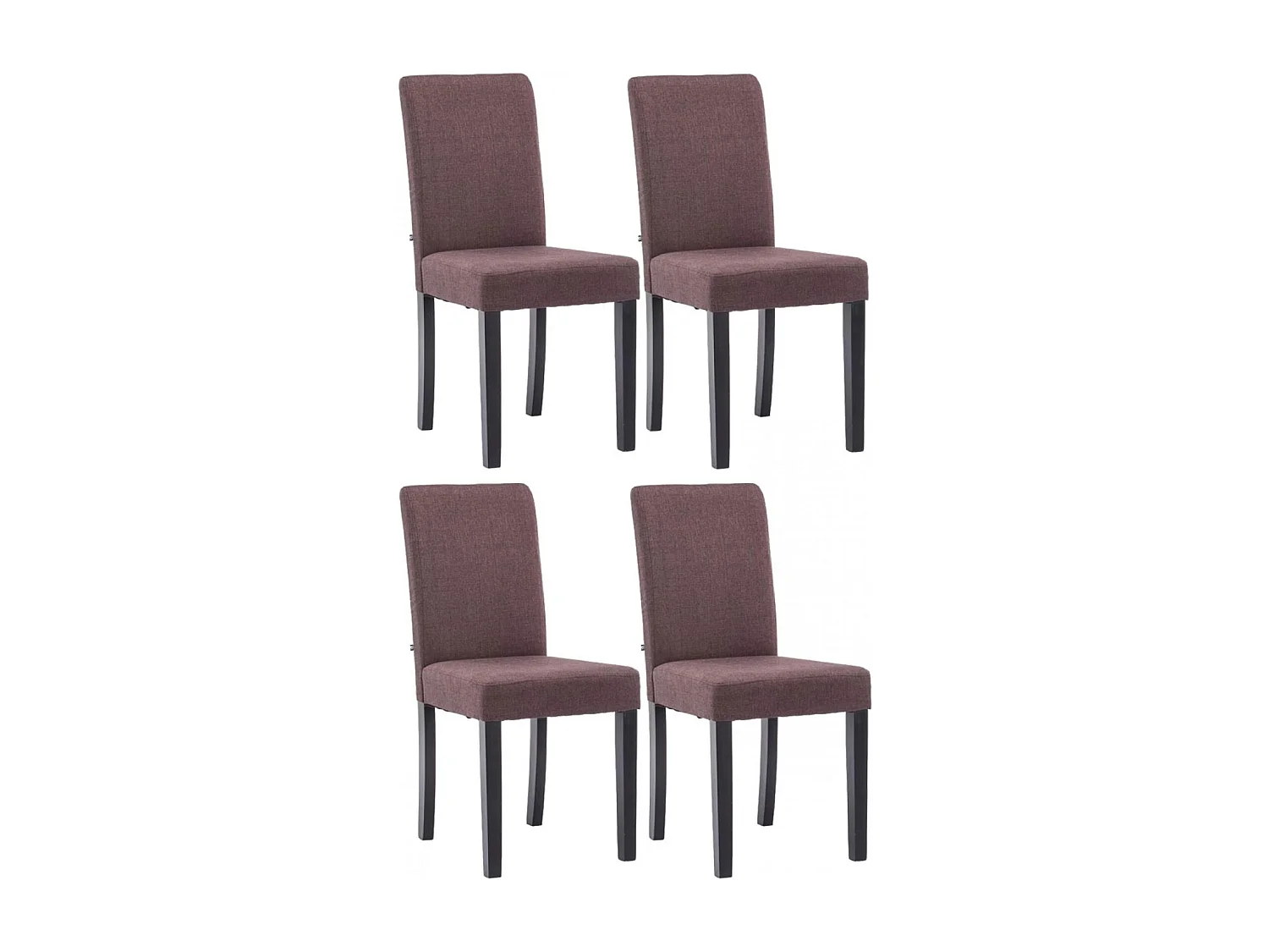 Lot de 4  chaise salle à manger - Tissu & Noir - Marron - Ina