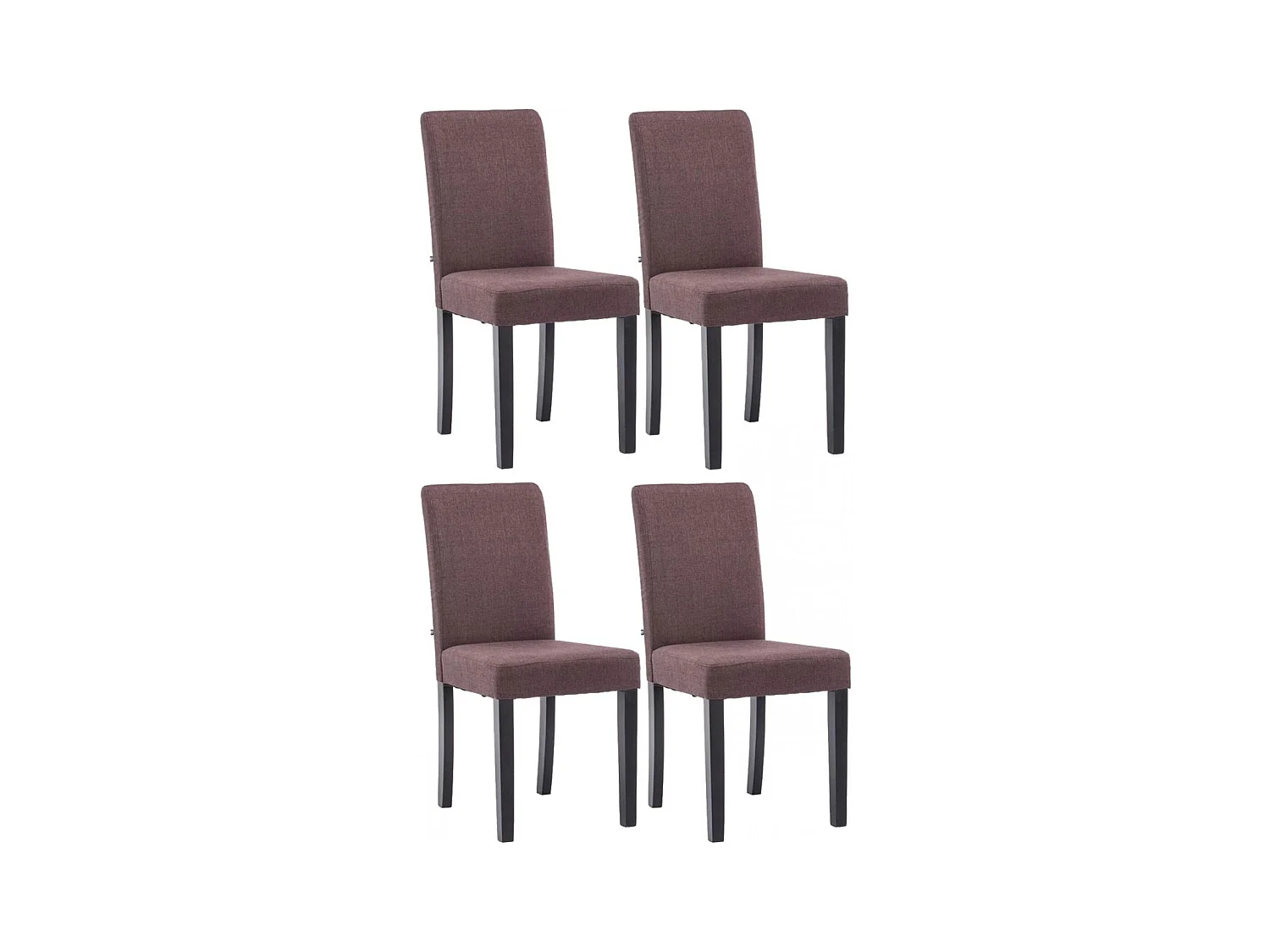 Lot de 4  chaise salle à manger - Tissu & Noir - Marron - Ina