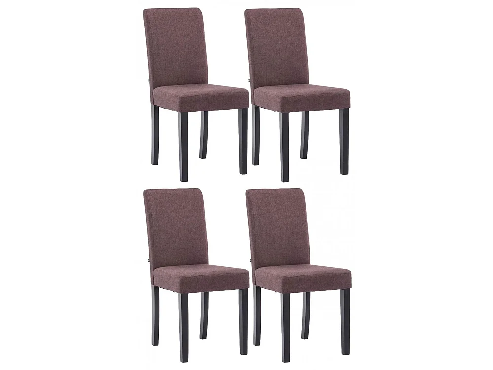 Lot de 4  chaise salle à manger - Tissu & Noir - Marron - Ina