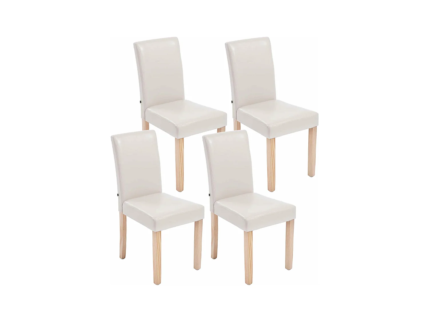 Lot de 4  chaise salle à manger - Similicuir & Nature - Crème - Ina