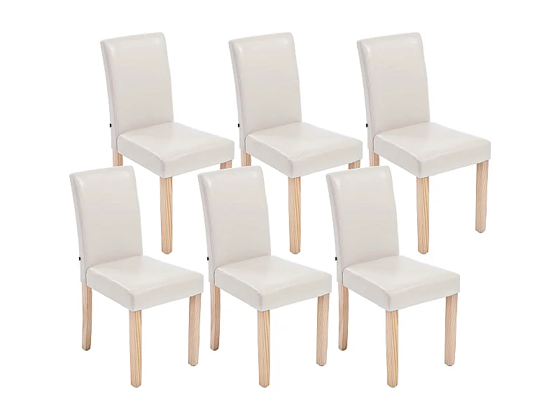 Lot de 6  chaise salle à manger - Similicuir & Nature - Crème - Ina