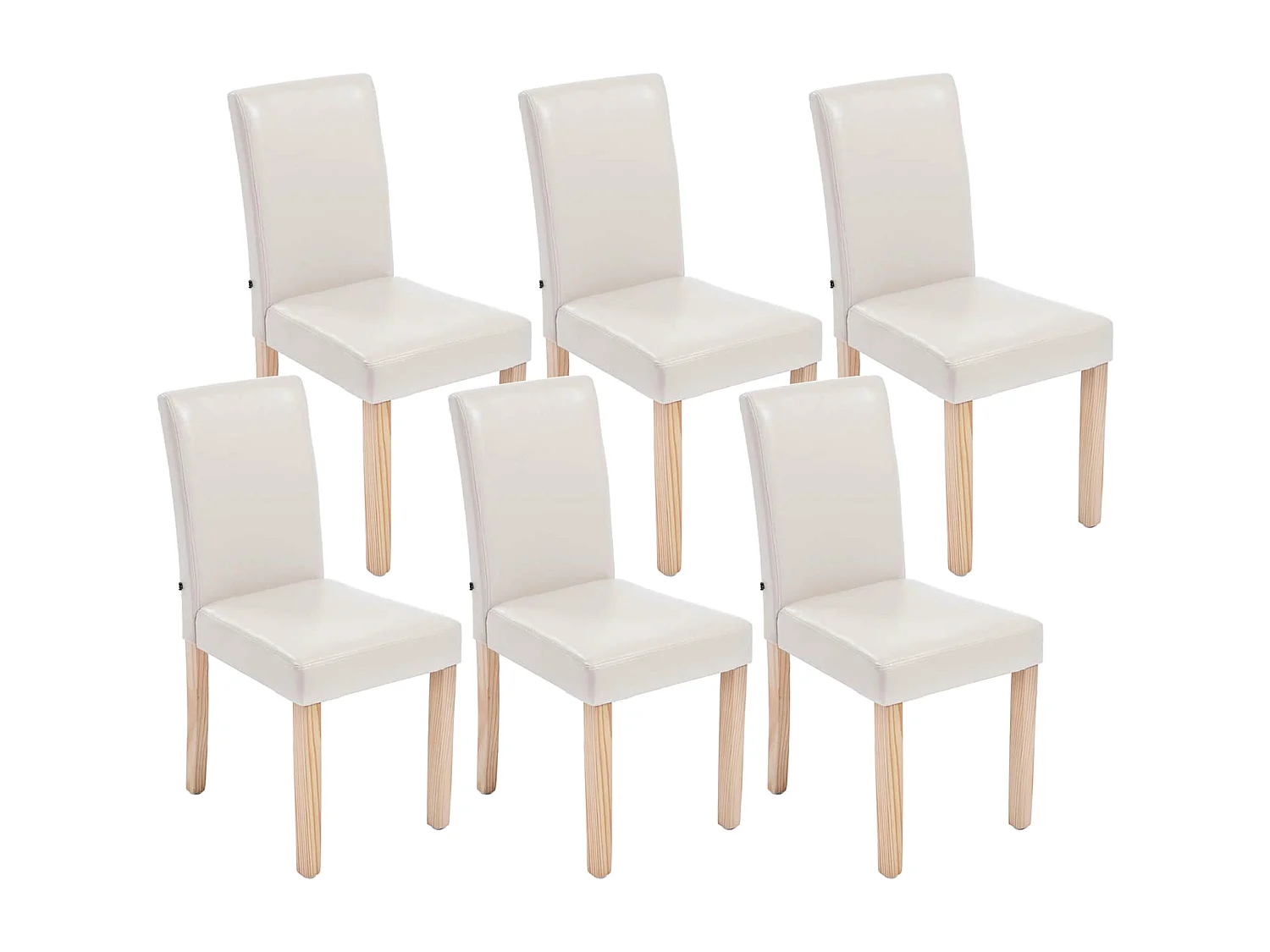 Lot de 6  chaise salle à manger - Similicuir & Nature - Crème - Ina