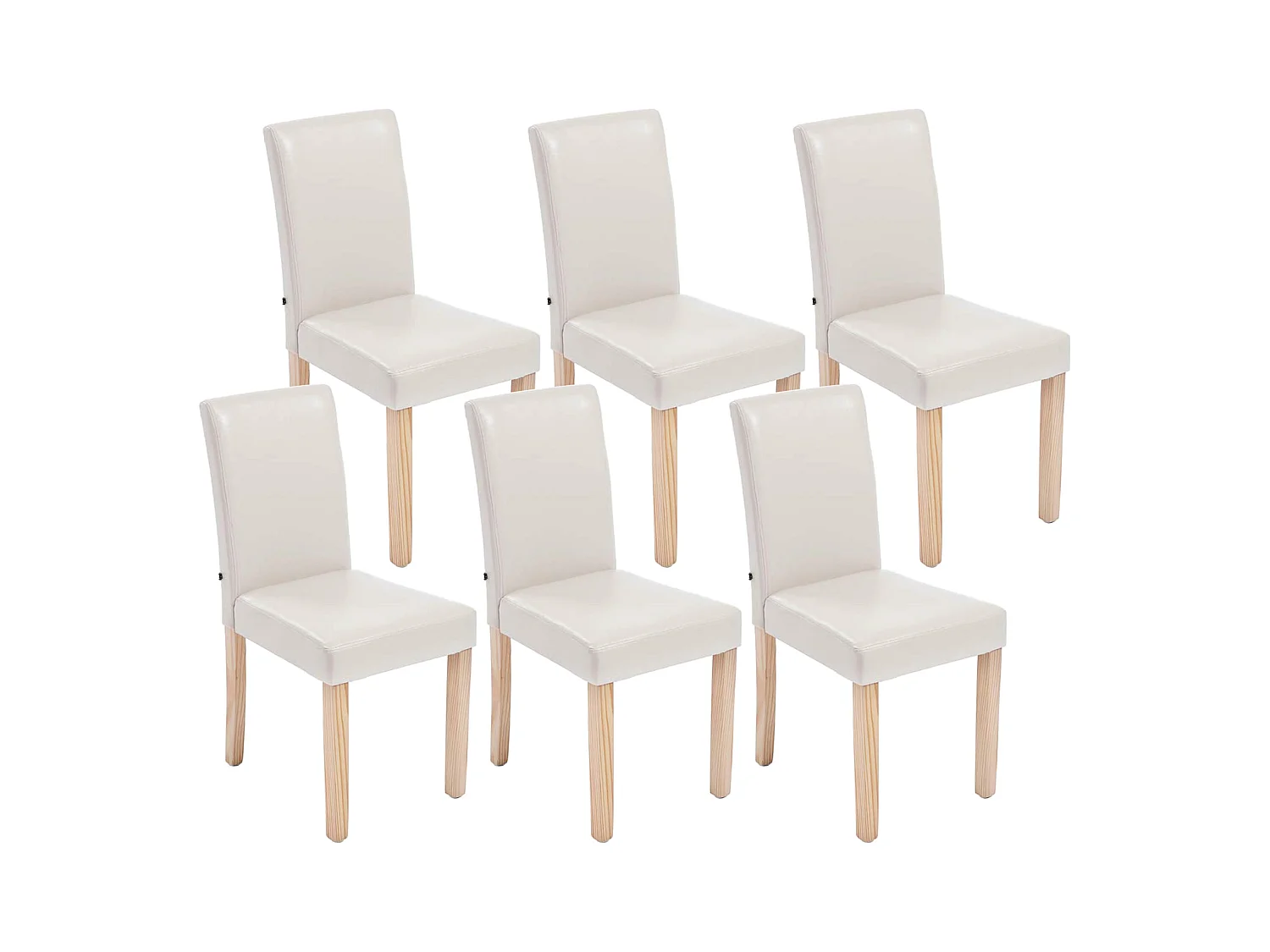 Lot de 6  chaise salle à manger - Similicuir & Nature - Crème - Ina