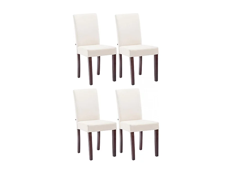 Set van 4  Eetkamerstoelen - Stof & cappuccino - creme - Ina