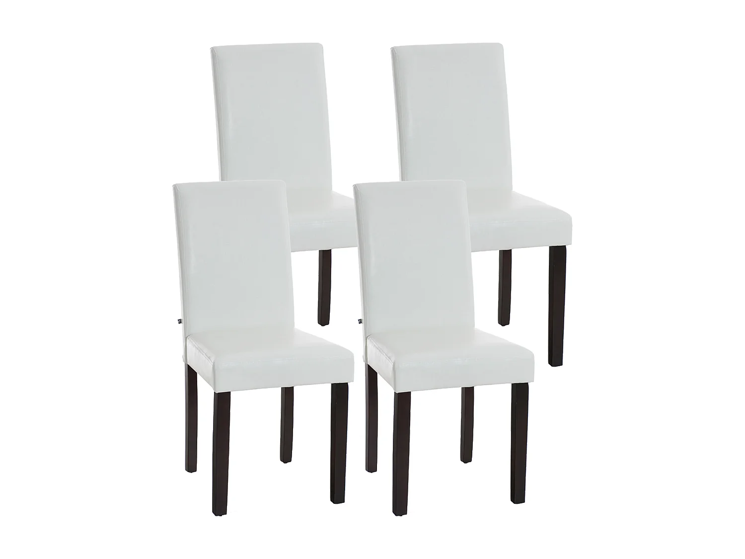 Set van 4  Eetkamerstoelen - Kunstleer & donkerbruin - wit - Ina