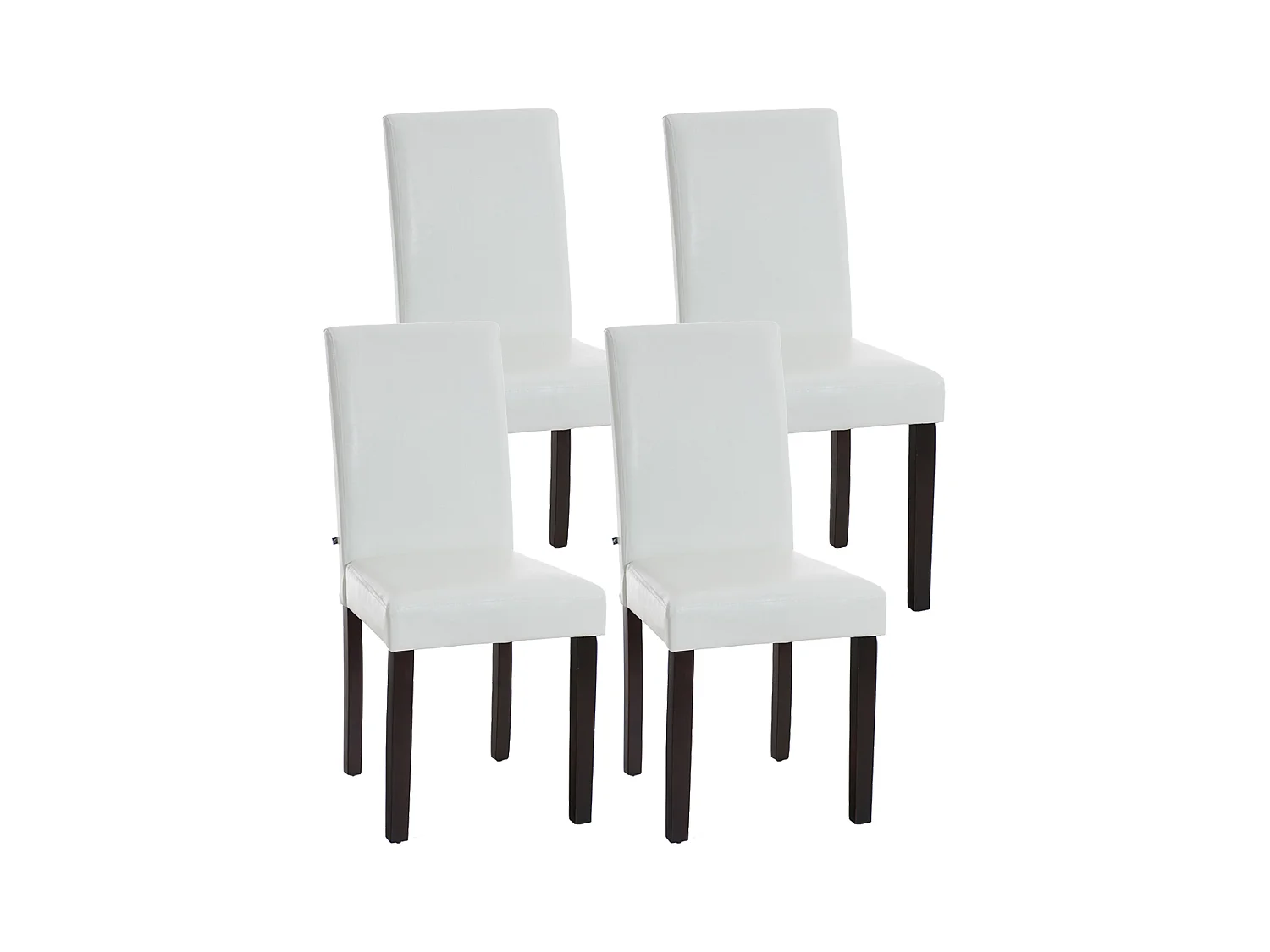 Lot de 4  chaise salle à manger - Similicuir & Marron foncé - Blanc - Ina