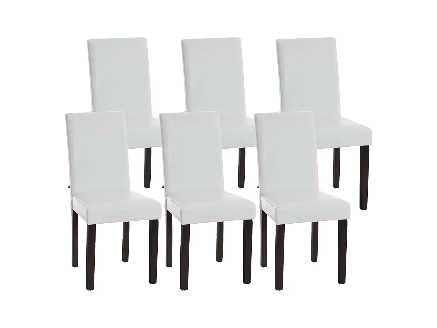 Lot de 6  chaise salle à manger - Similicuir & Marron foncé - Blanc - Ina