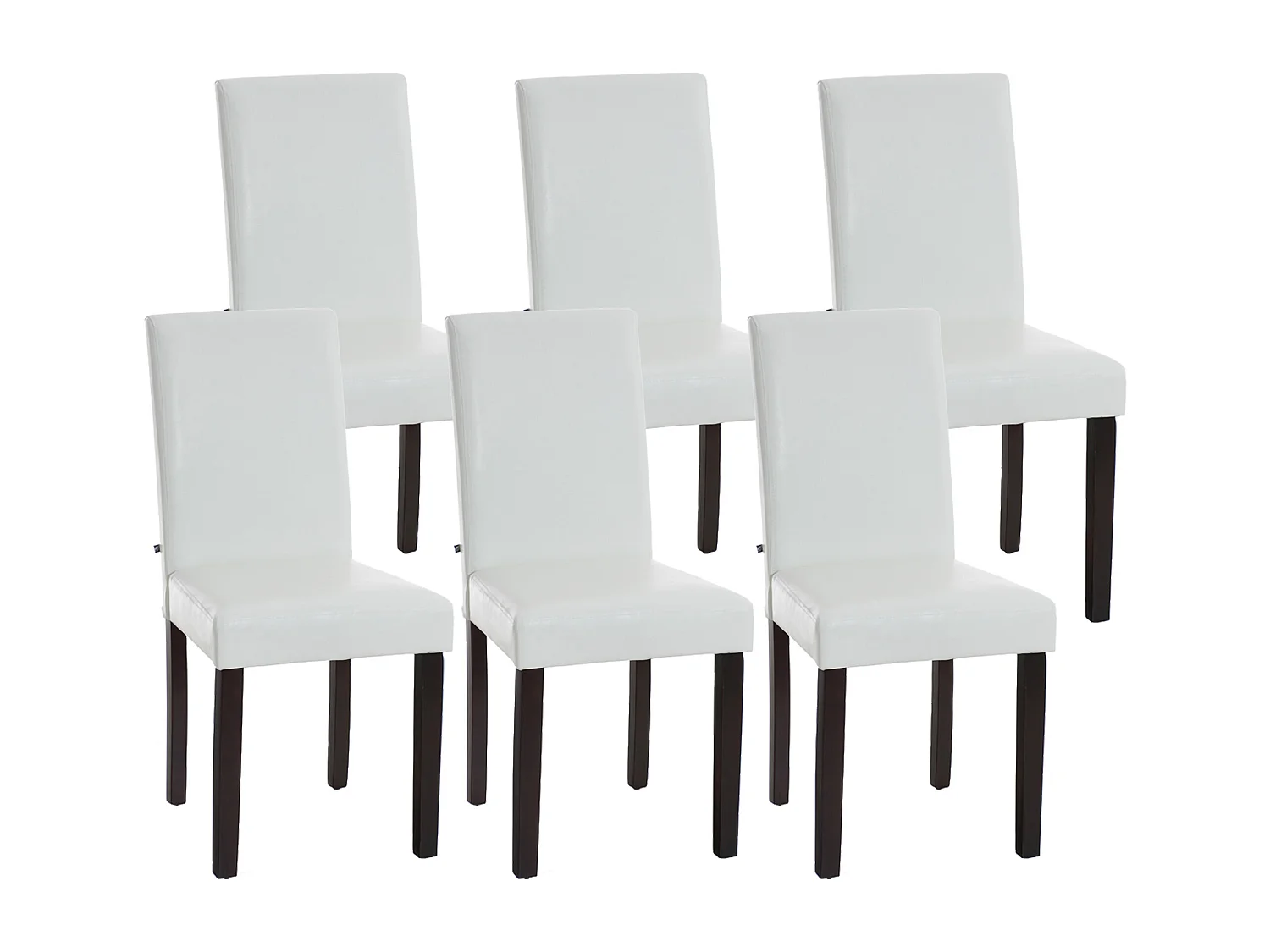 Lot de 6  chaise salle à manger - Similicuir & Marron foncé - Blanc - Ina