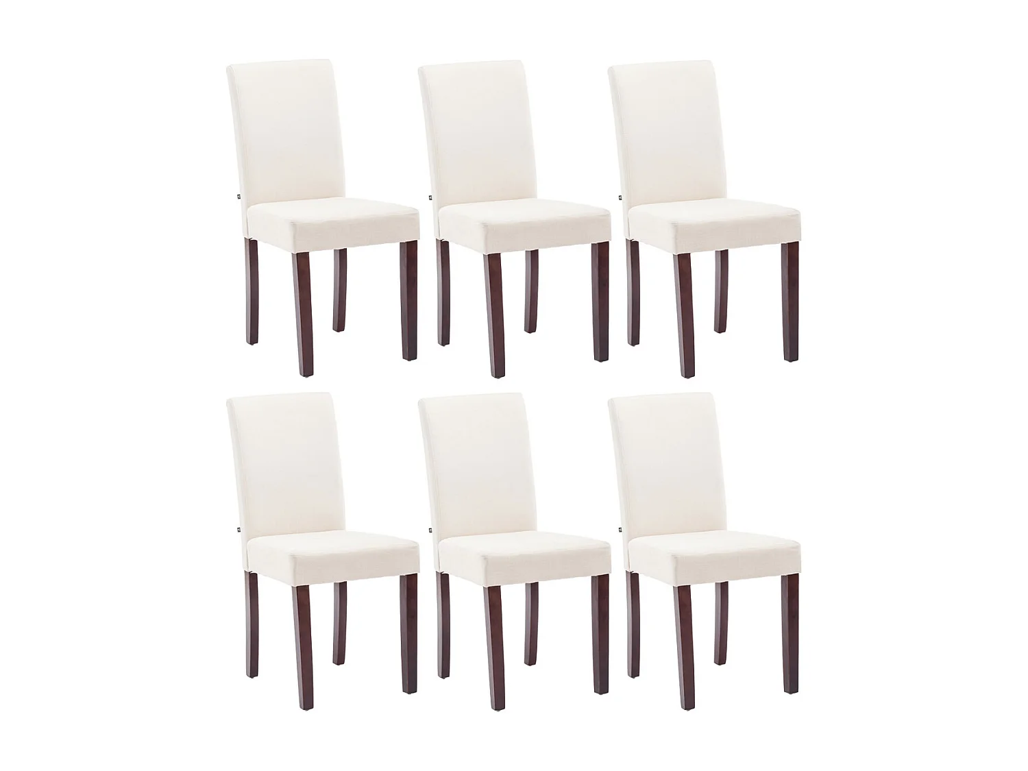 Lot de 6  chaise salle à manger - Tissu & Cappuccino - Crème - Ina