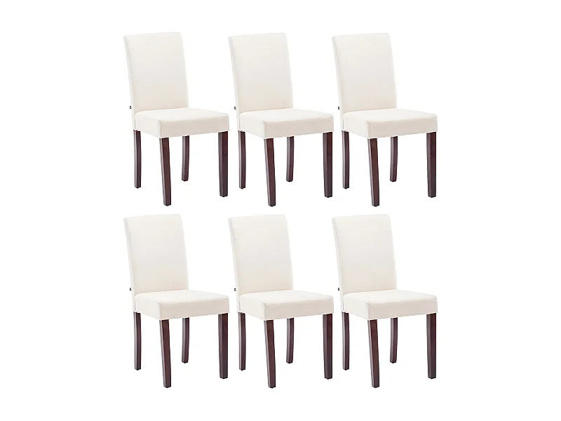 Lot de 6  chaise salle à manger - Tissu & Cappuccino - Crème - Ina