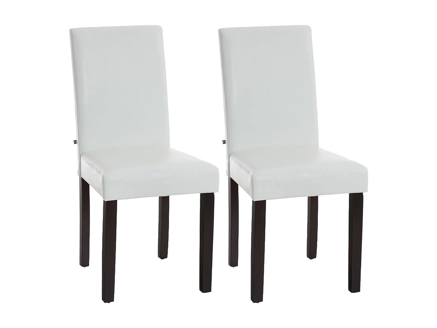 2er Set Esszimmerstuhl - Kunstleder & dunkelbraun - weiß - Ina