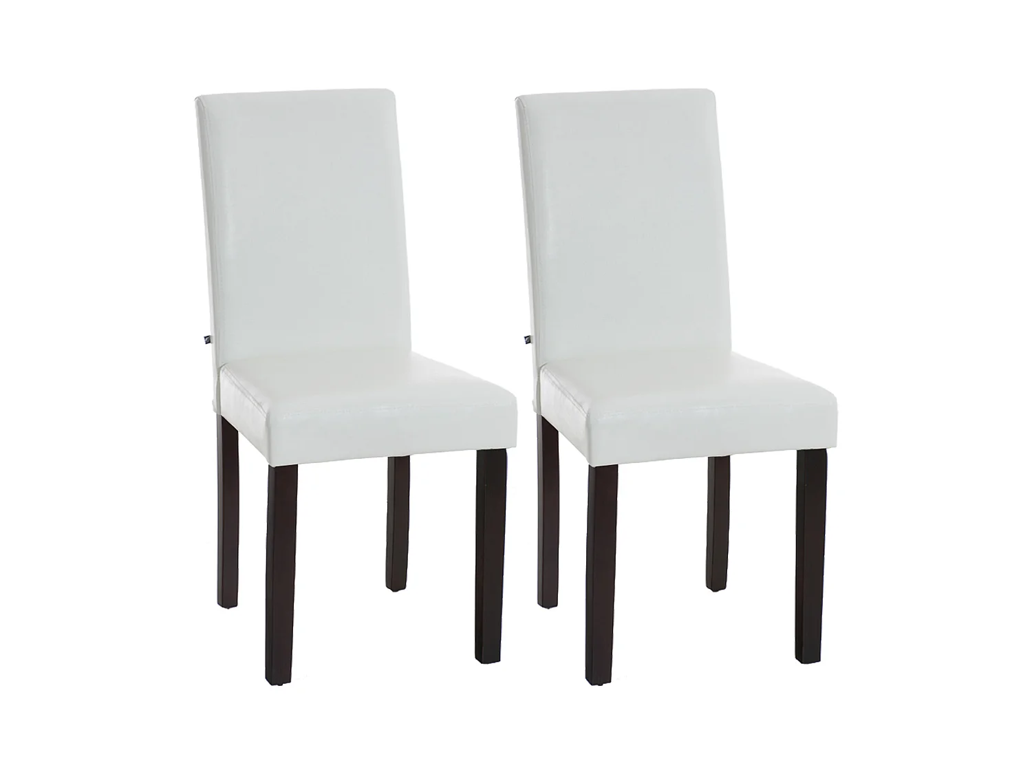 Lot de 2  chaise salle à manger - Similicuir & Marron foncé - Blanc - Ina