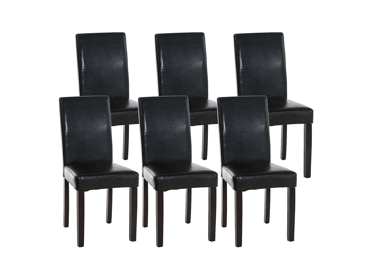 Lot de 6  chaise salle à manger - Similicuir & Marron foncé - Noir - Ina