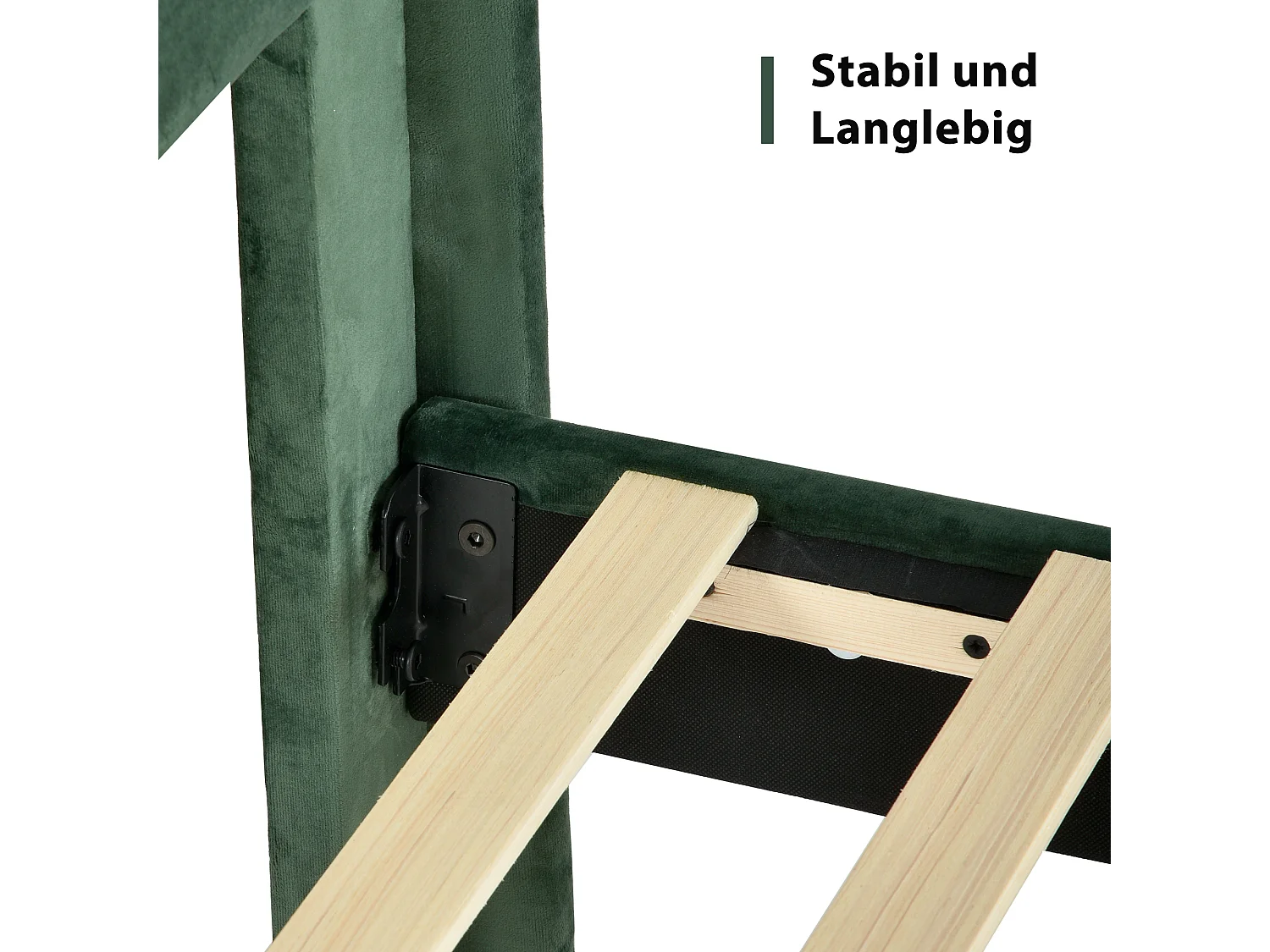 Lit adulte 140x200 cm lit moelleux avec tête de lit capitonné - tissu en velours vert - sans matelas