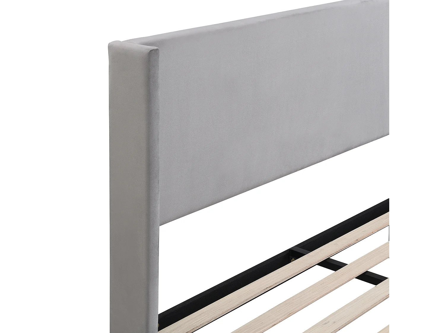 Lit rembourré double 140x200 cm en velours - gris(sans matelas)