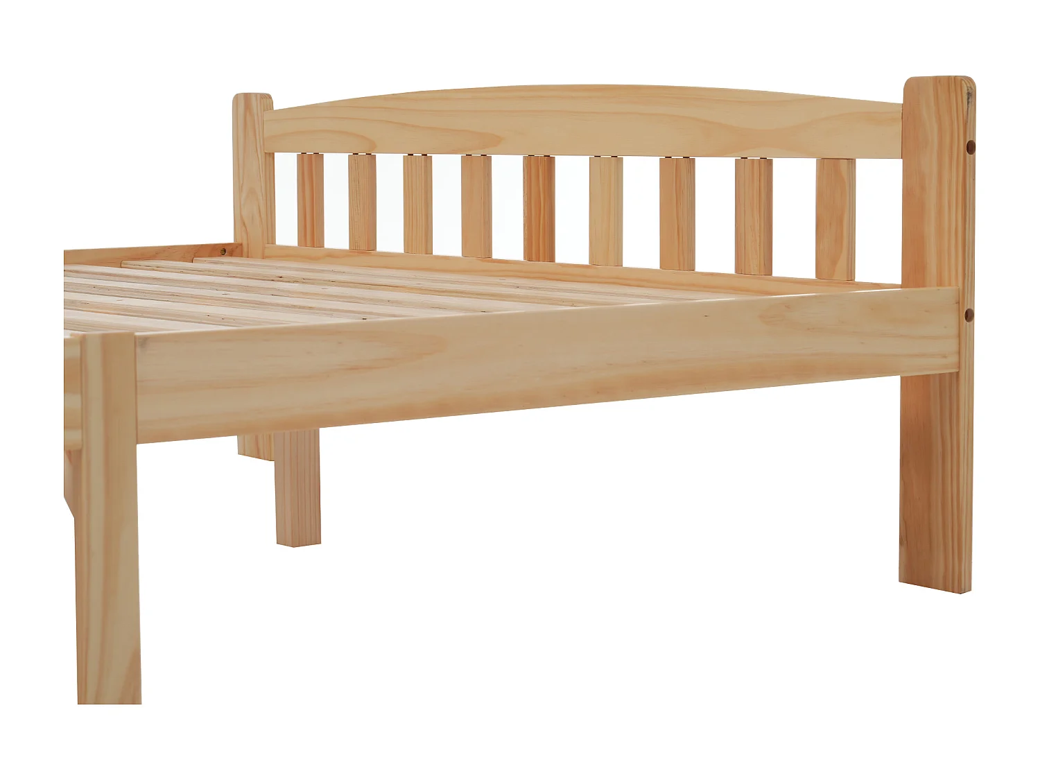 Lit adulte double en Bois et Futon 140x200 cm Tête de Lit et Sommier à Lattes - Naturel