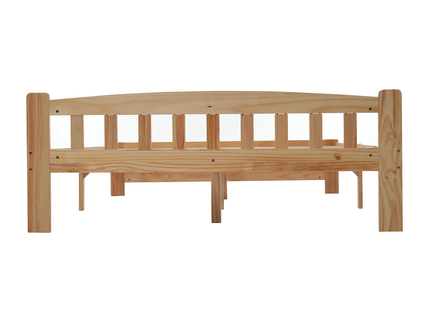 Lit adulte double en Bois et Futon 140x200 cm Tête de Lit et Sommier à Lattes - Naturel