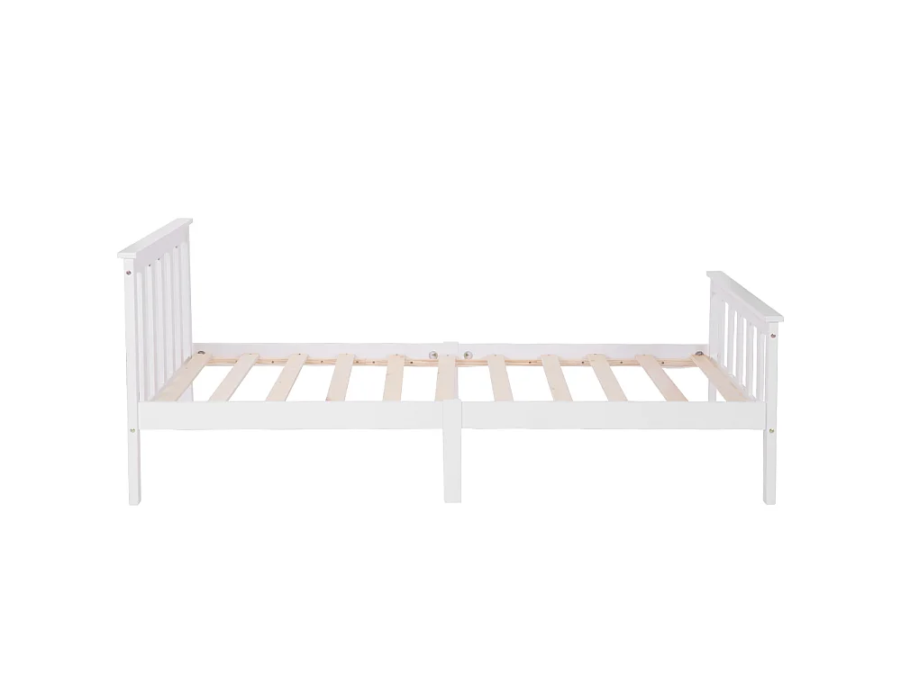 Lit Simple en bois 90x200 cm - avec cadre de lit et sommier à lattes - blanc