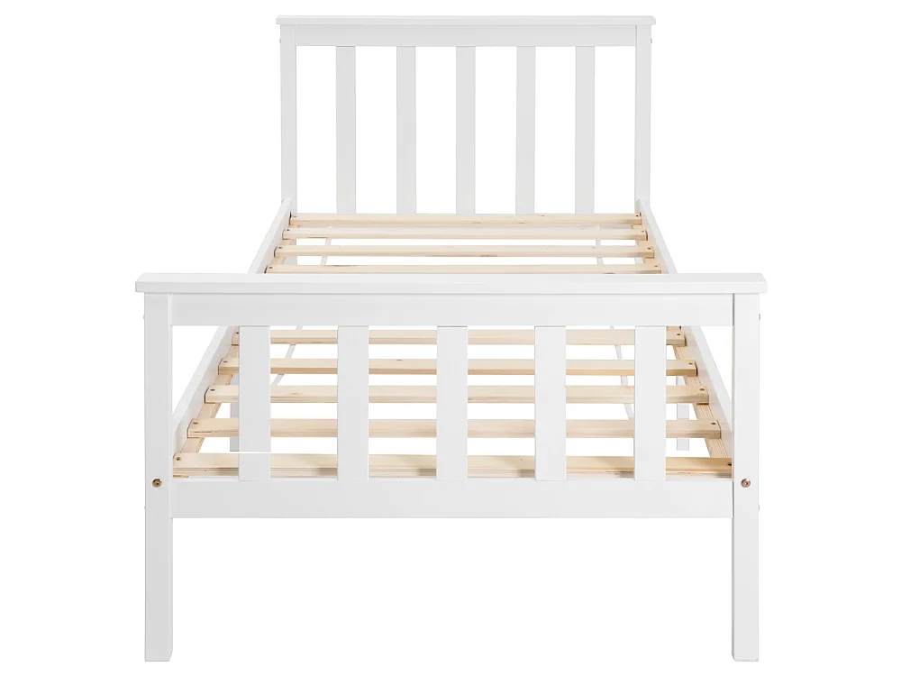 Lit Simple en bois 90x200 cm - avec cadre de lit et sommier à lattes - blanc
