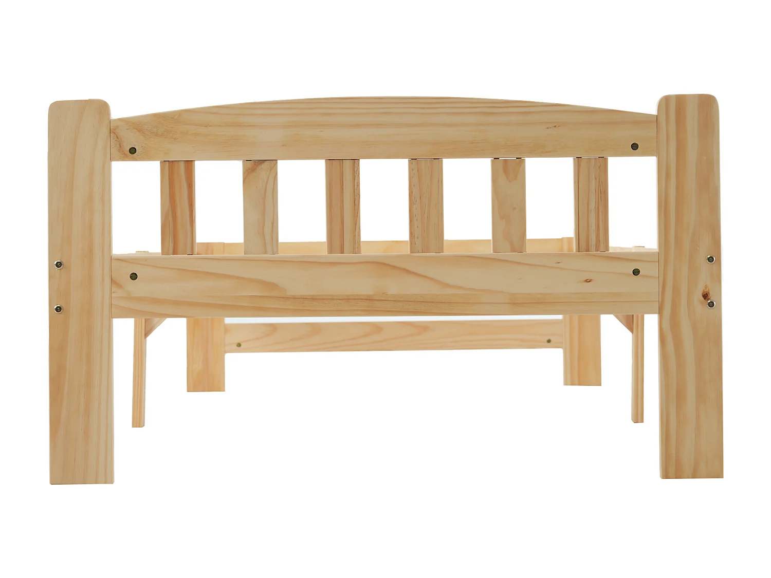Lit adulte simple en bois massif  90x200 cm Tête de lit et Sommier à lattes - Naturel