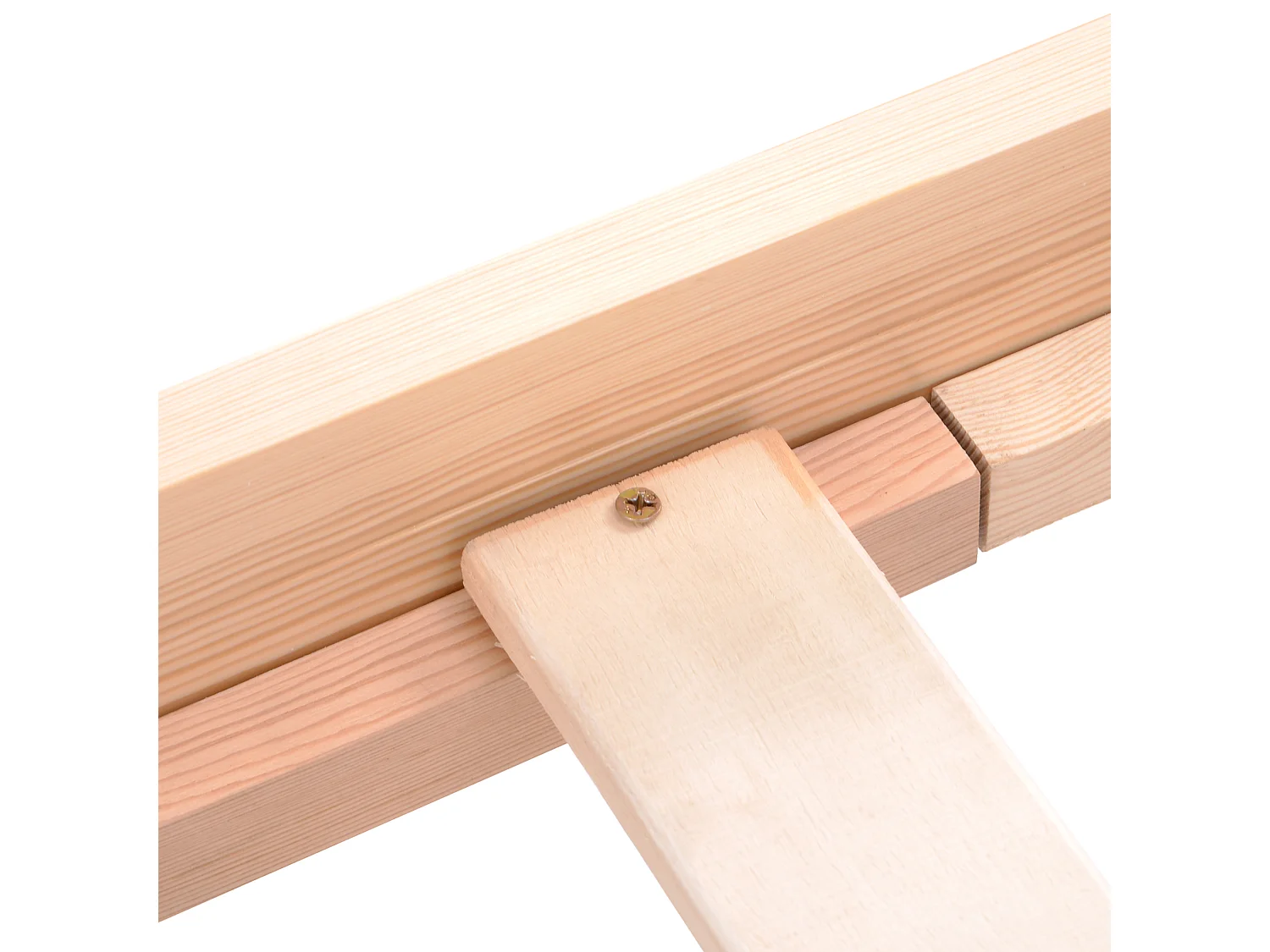 Lit Adulte Simple en bois massif  140x200 cm Tête de lit et sommier à lattes - Naturel