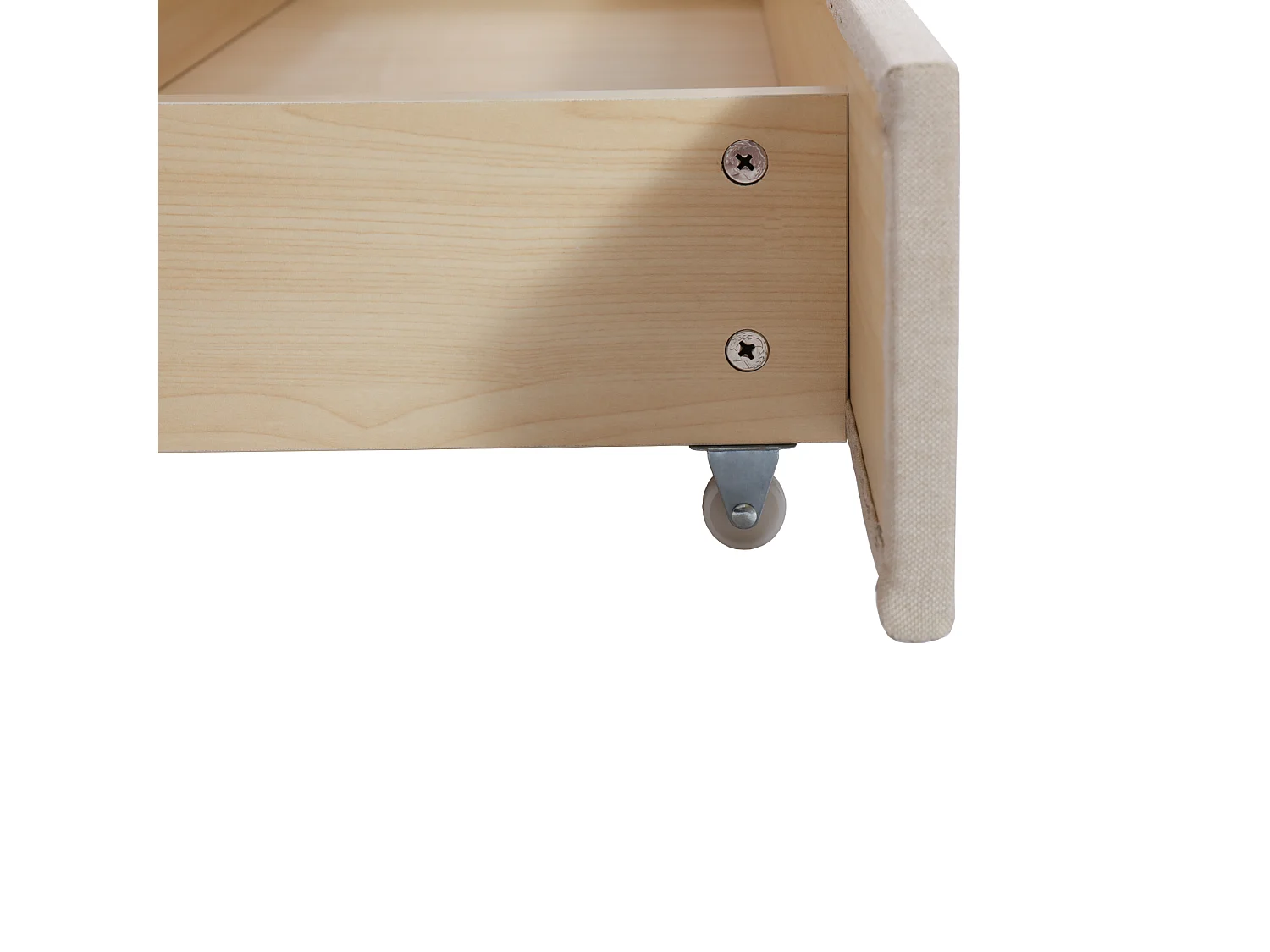 Lit adulte 140x200 cm lit double avec dossier et  tiroirs - lin beige - sans matelas