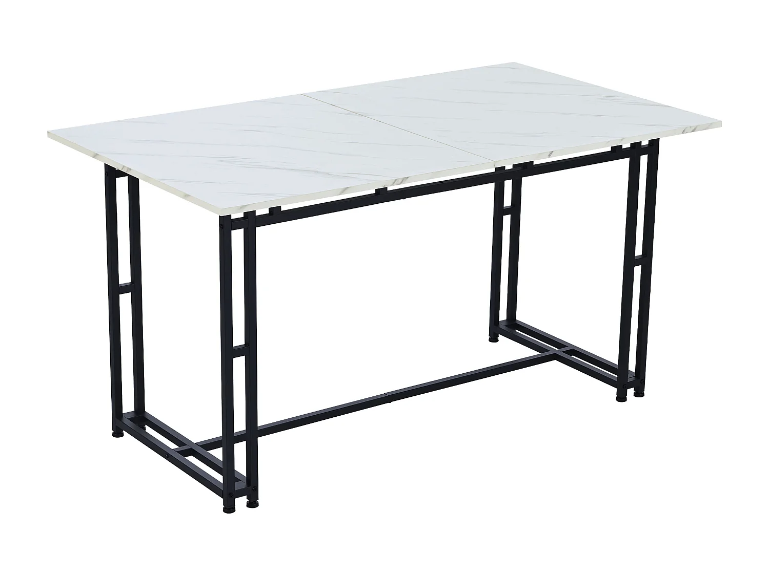 Table à manger de luxe légère 120x70x74 cm rectangulaire avec pieds métalliques - Blanc et Noir