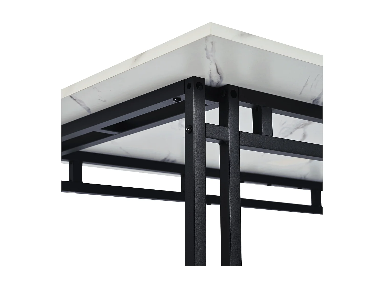 Table à manger de luxe légère 120x70x74 cm rectangulaire avec pieds métalliques - Blanc et Noir