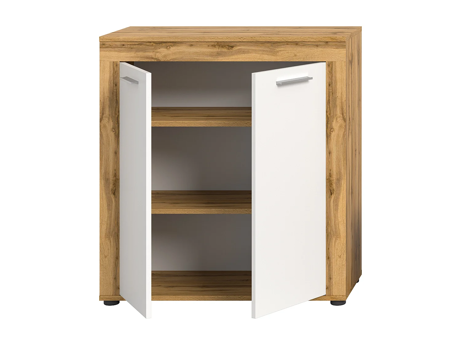 Credenza Aosta 2 ante bianca, decoro rovere.