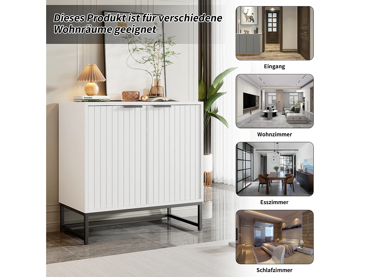 Buffet commode moderne avec 2 portes en formage sous vide -  L80/P40/H80 cm