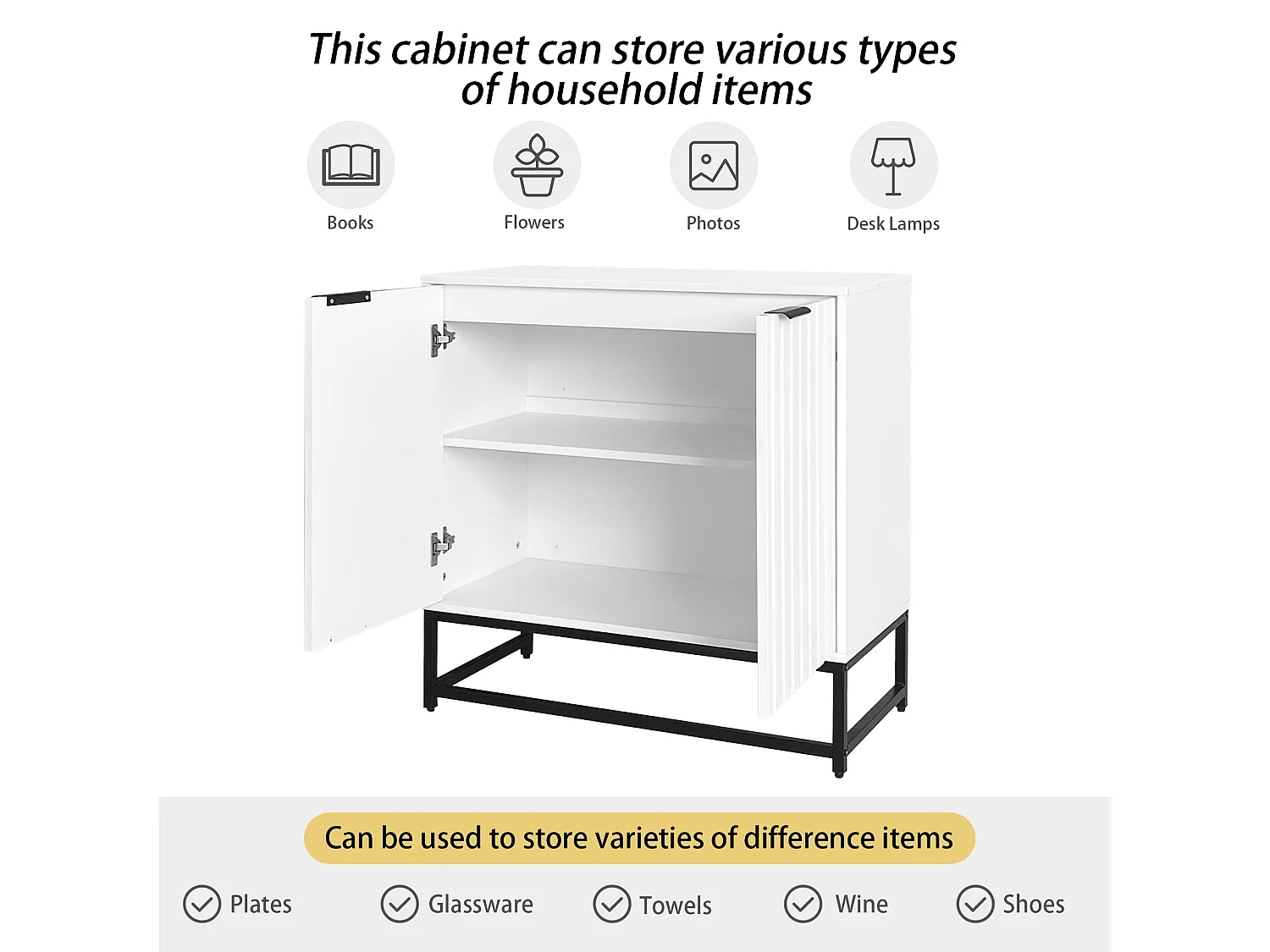 Buffet commode moderne avec 2 portes en formage sous vide -  L80/P40/H80 cm