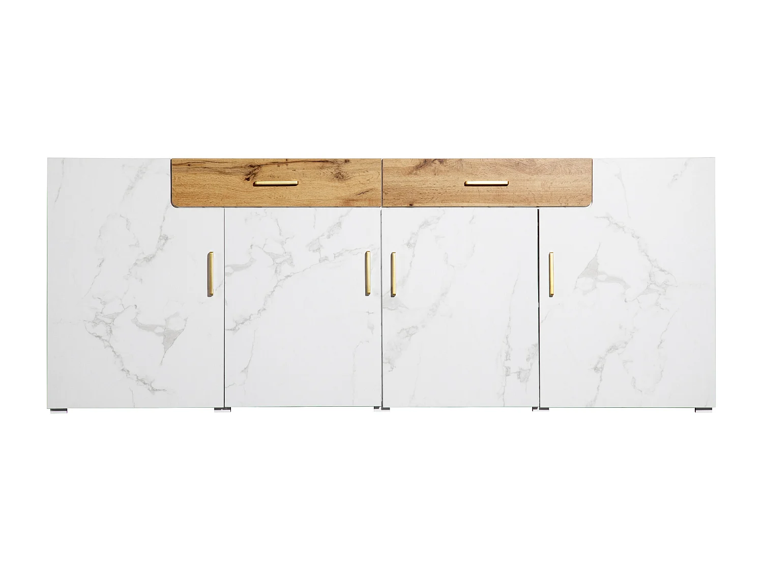 Buffet blanc avec 4 portes et 2 tiroirs - 208x39.5x80 cm