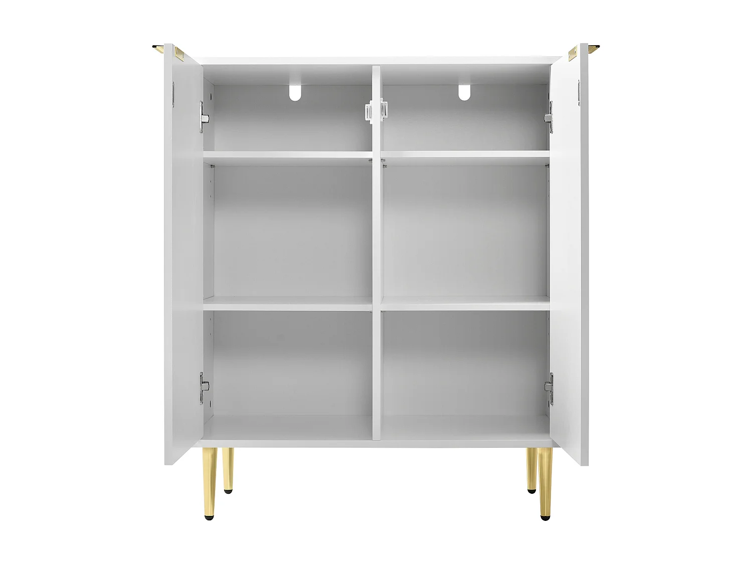 Wit dressoir met 2 deuren, gouden poten en handgrepen - voor woonkamer of slaapkamer