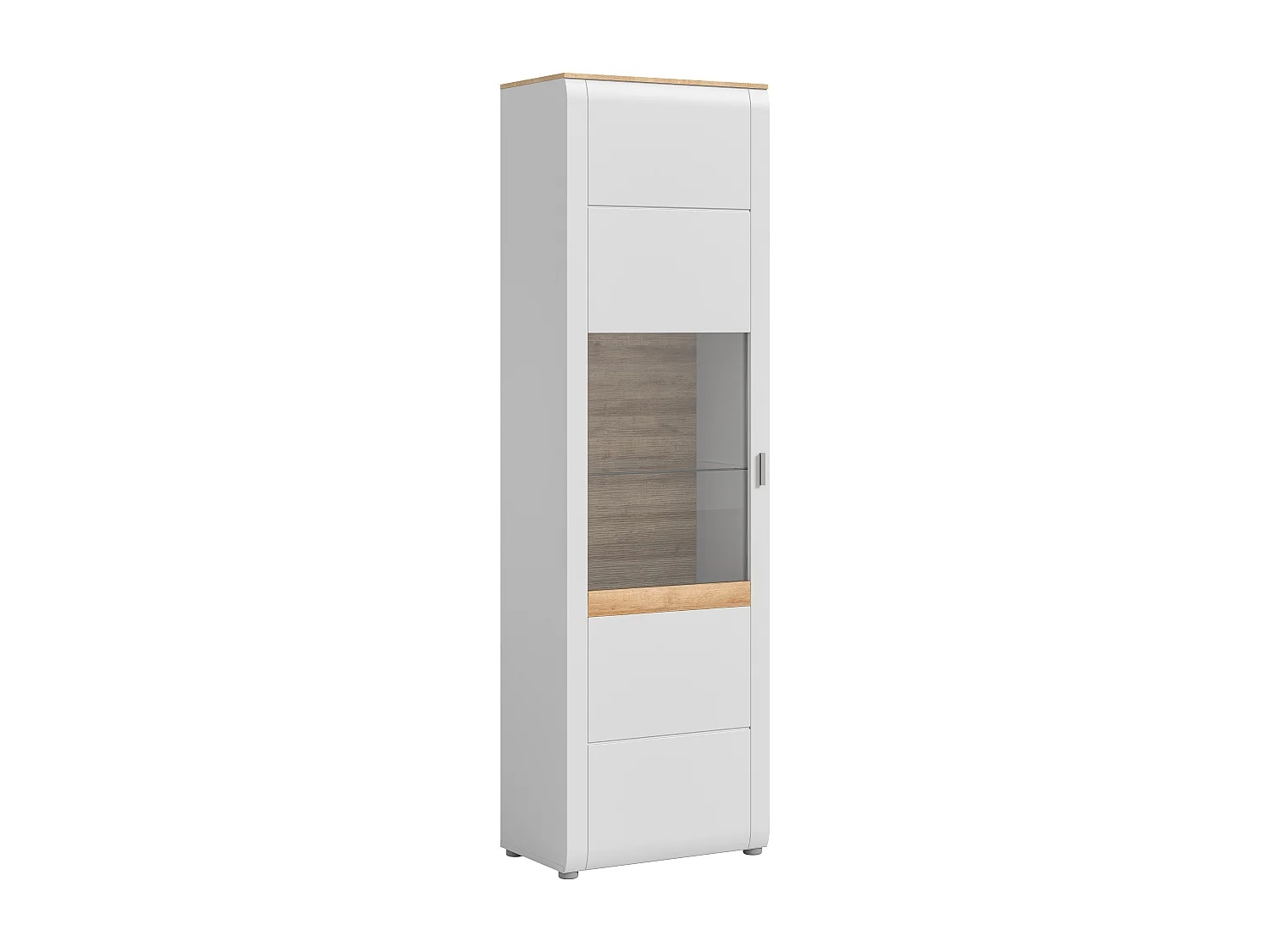 Ashton vitrinekast 1 deur mat lichtgrijs,eik decor.