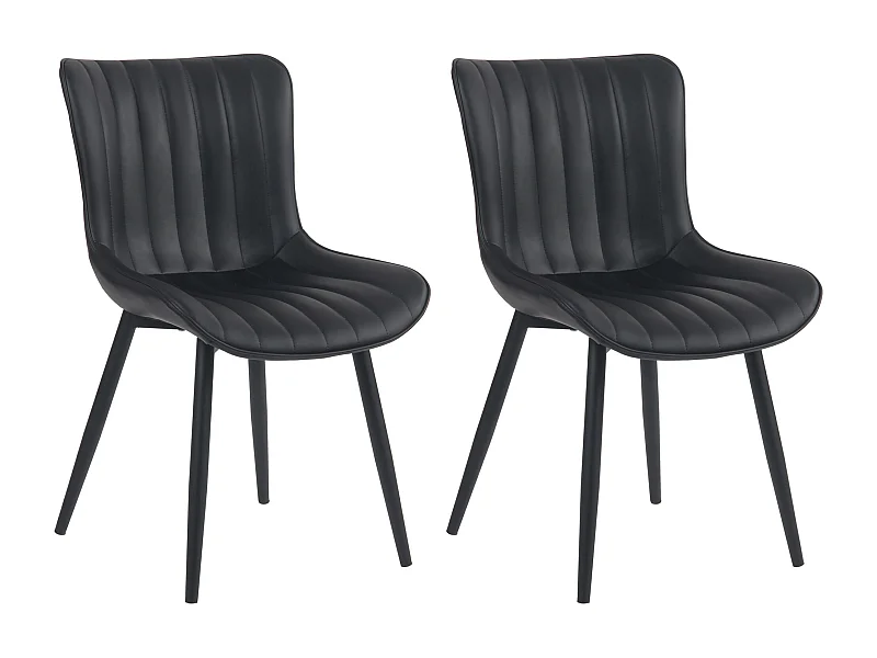 Lot de 2  chaise salle à manger - Similicuir - Noir - Largo