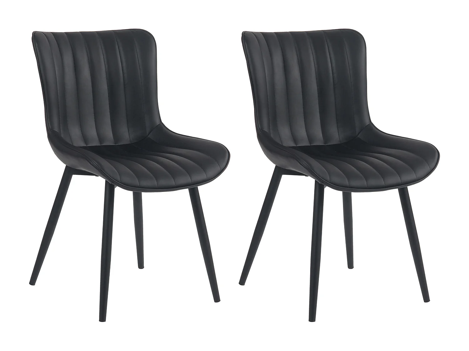 Lot de 2  chaise salle à manger - Similicuir - Noir - Largo