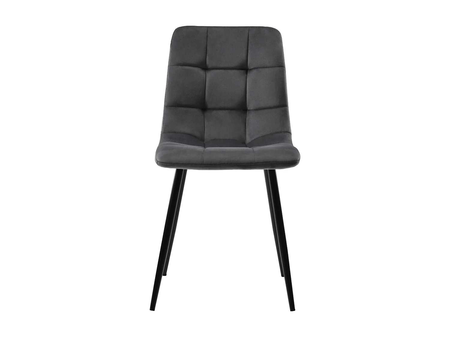 Lot de 4 chaises de salle à manger - velours gris foncé - dossier rembourré - structure en métal