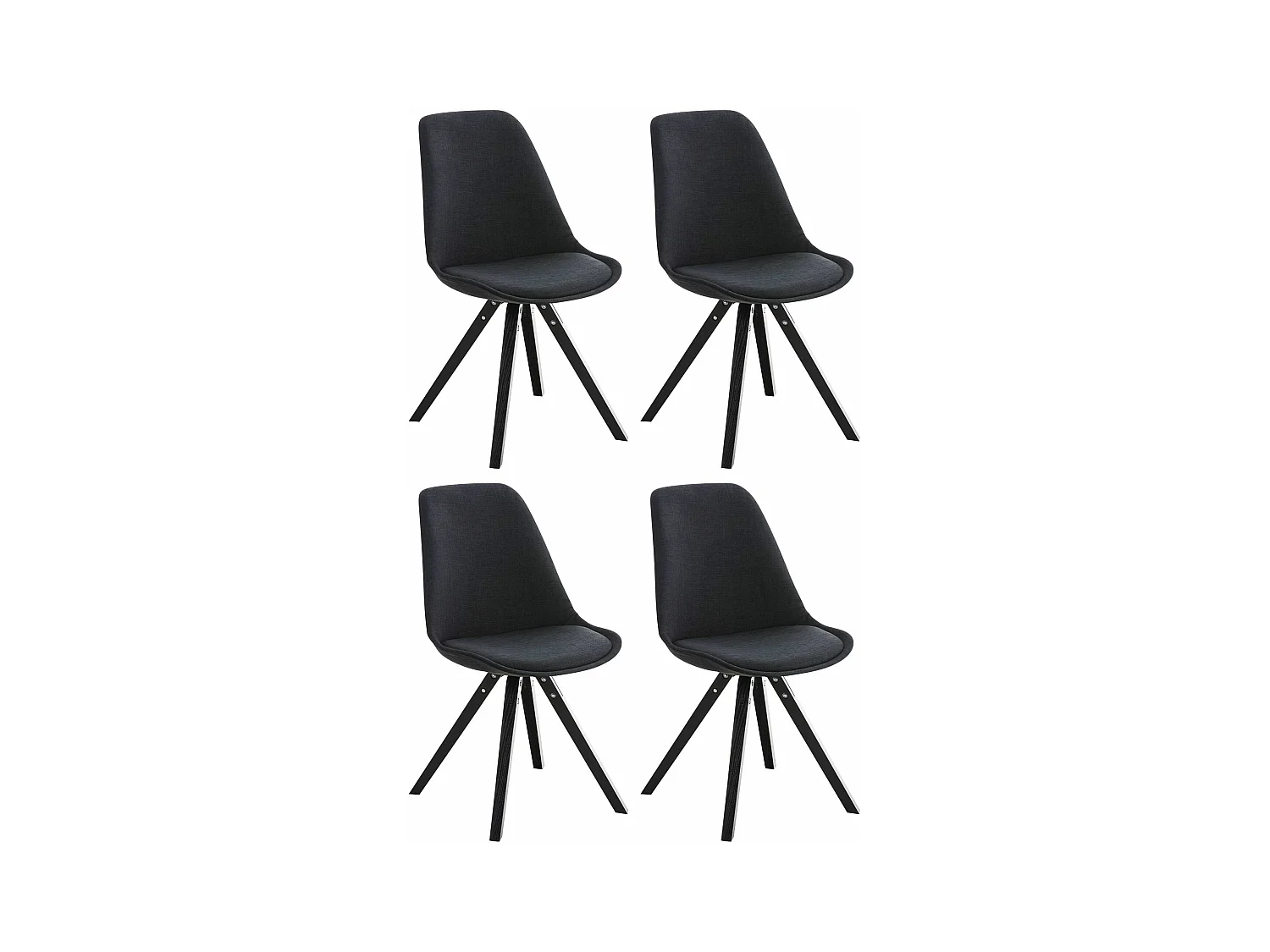 Lot de 4  chaise salle à manger - Tissu & Bois - Noir - Pegleg