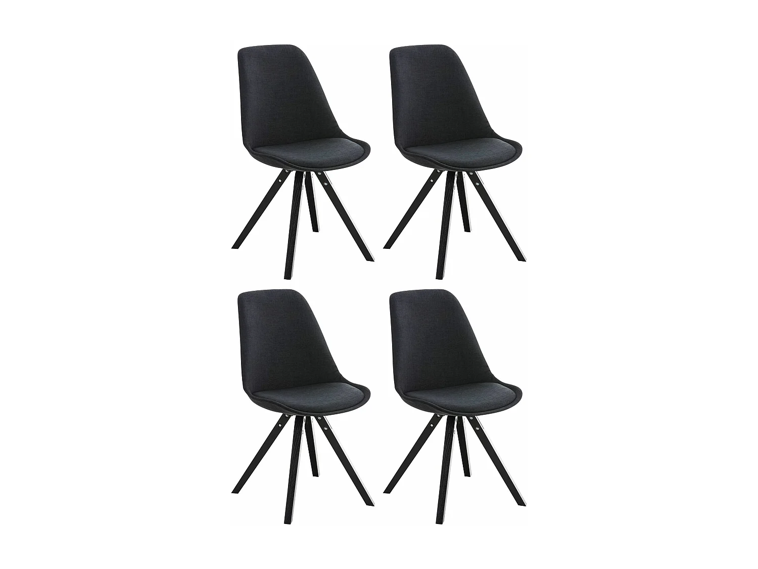Lot de 4  chaise salle à manger - Tissu & Bois - Noir - Pegleg