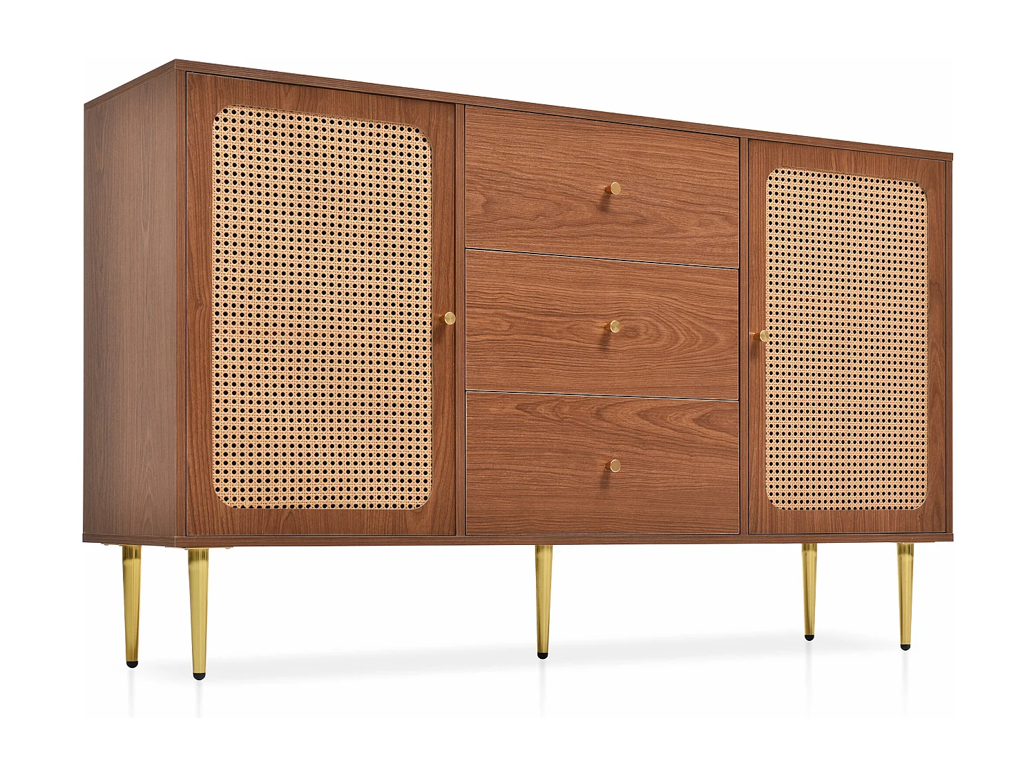 Buffet naturel avec 2 portes et 3 tiroirs - pour salon et chambre - 90x150x40 cm