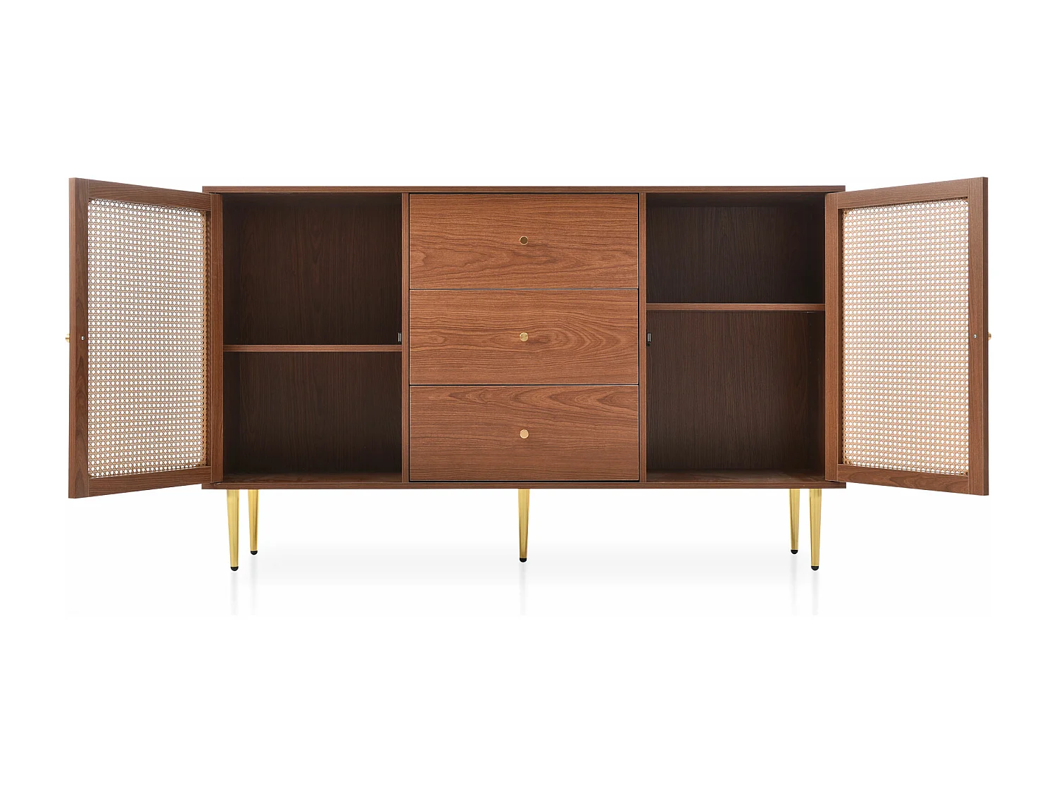 Buffet naturel avec 2 portes et 3 tiroirs - pour salon et chambre - 90x150x40 cm