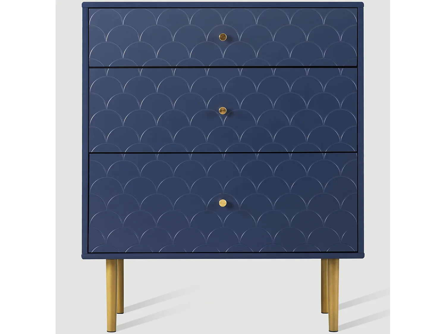 Commode Buffet en métal et bois avec 3 tiroirs - bleu marine - 89x75x40 cm